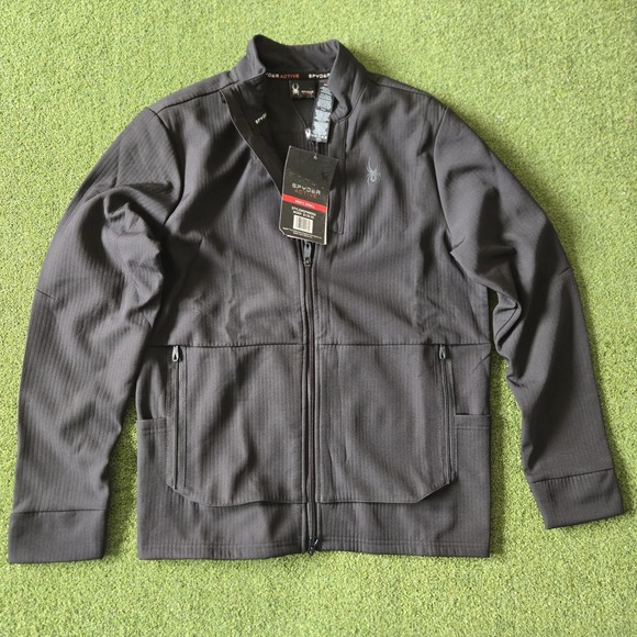 Spyder Other - Spyder Active Men Black Full Zip Jacket Spider Logo Lightweight Performance